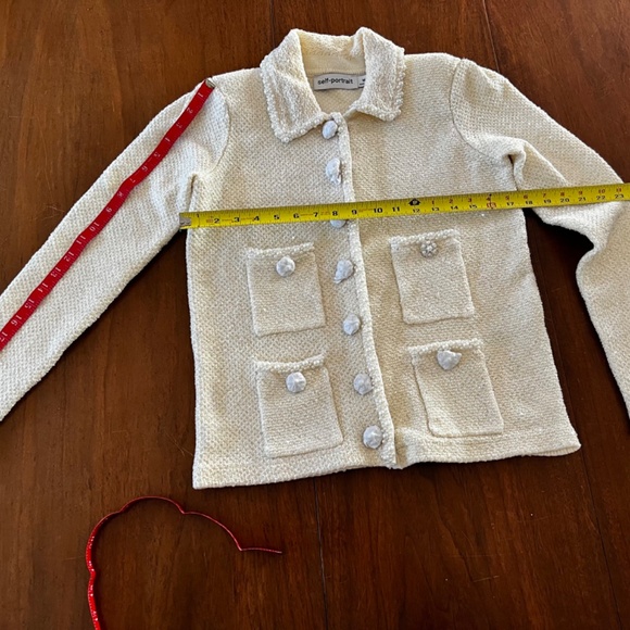 NWOT Self-Portrait Embellished Sequined Tweed Cardigan - Picture 5 of 6